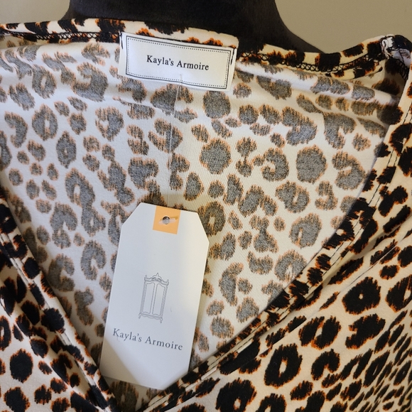 Kayla’s Armoire Leopard Print button Front Knit Dress Size Large NWT - Picture 4 of 6
